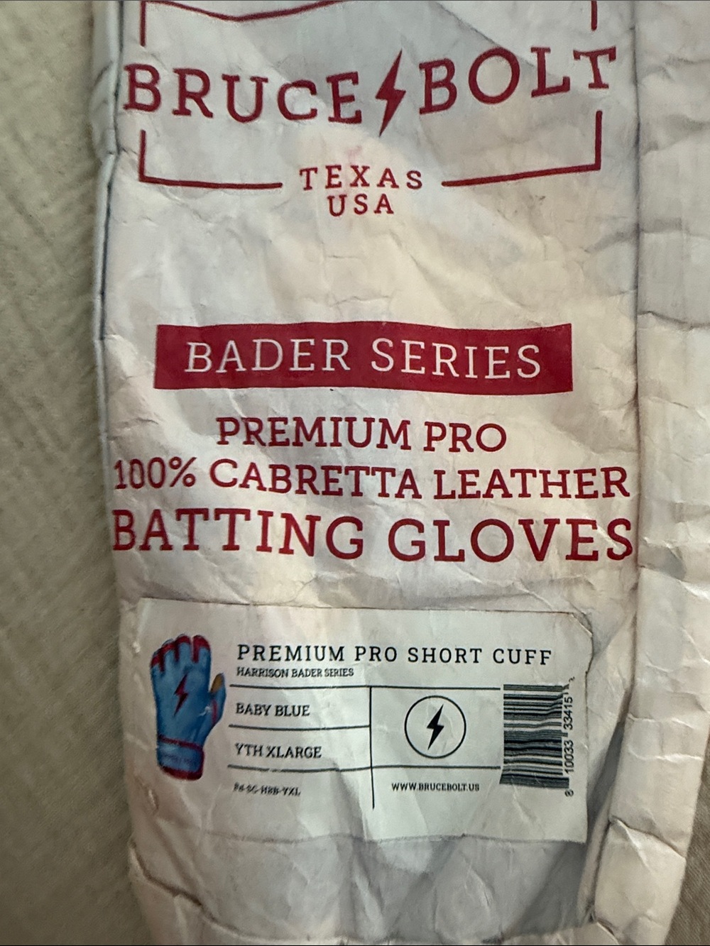 Bruce bolt Ym &xl Leather Work baseball gloves in Tan, Baby Blue & Red - Picture 6 of 14